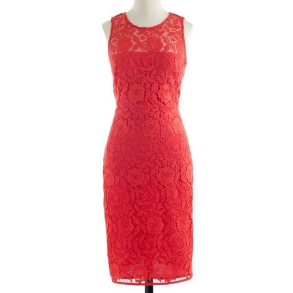 J Crew coral lace dress